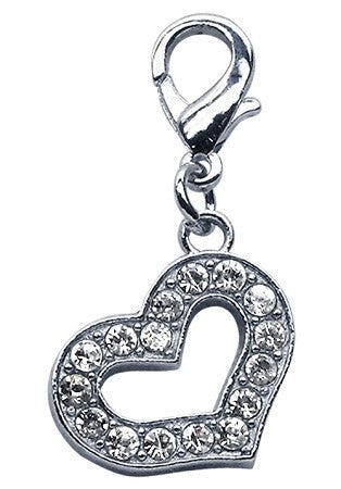 SweetHeart Heart Shaped Clear Rhinestone Clip Charm - Daisey's Doggie Chic