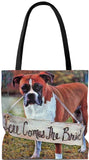 Exclusive Custom Art Tote - Here Comes the Bride - Boxer - Dog - Weekender Bags - personalize - Daisey's Doggie Chic