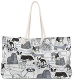 Exclusive Dog Art Tote Les Chiens Dogs Always - Classic Dog Breeds - Choice of Tall Tote or oversized Weekender Bags - personalize - Daisey's Doggie Chic