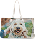 Exclusive Dog Art Tote -We're Married Bride and Groom with Dog - Bridal Wedding Themed - Choice of Weekender or Tall Tote Bags - personalize - Daisey's Doggie Chic