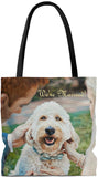 Exclusive Dog Art Tote -We're Married Bride and Groom with Dog - Bridal Wedding Themed - Choice of Weekender or Tall Tote Bags - personalize - Daisey's Doggie Chic