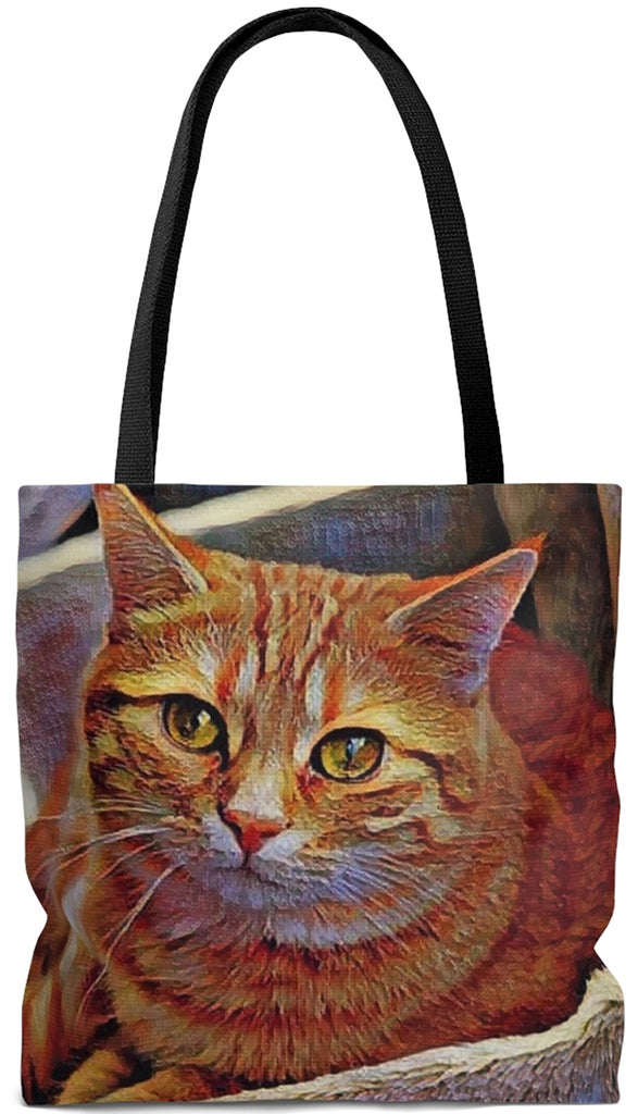 Exclusive Cat Art Tote - Orange Tabby Cat Red Mackerel - Choice of Tall Totes or oversized Weekender Bags - personalize - Daisey's Doggie Chic