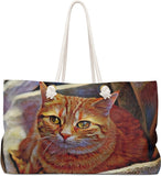 Exclusive Cat Art Tote - Orange Tabby Cat Red Mackerel - Choice of Tall Totes or oversized Weekender Bags - personalize - Daisey's Doggie Chic