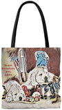 Exclusive Pet Art Tote - Toffee Les Bones Chef -Season Everything with LOVE - Dogs in the Kitchen - Choice of Weekender or Tall Tote Bags - personalize - Daisey's Doggie Chic