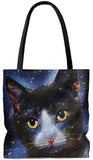 Exclusive Cat Art Tote Bag  - Galactic Tabby Cat - Galaxy Stars & Space -  Choice of oversized Weekender or Tall Tote Bags - personalize - Daisey's Doggie Chic