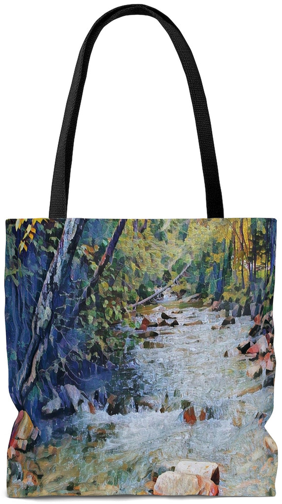 Exclusive Custom Art Tote Bag - Basin Creek Trail - Art - Painting - oversized Weekender Bags - personalize - Daisey's Doggie Chic
