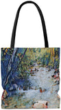 Exclusive Custom Art Tote Bag - Basin Creek Trail - Art - Painting - oversized Weekender Bags - personalize - Daisey's Doggie Chic