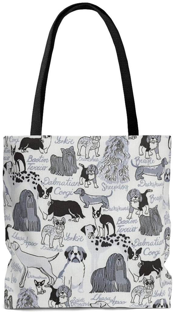 Exclusive Dog Art Tote Les Chiens Dogs Always - Classic Dog Breeds - Choice of Tall Tote or oversized Weekender Bags - personalize - Daisey's Doggie Chic