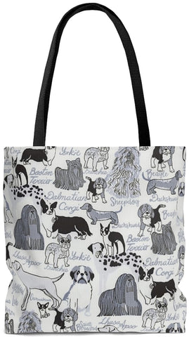 Exclusive Dog Art Tote Les Chiens Dogs Always - Classic Dog Breeds - Choice of Tall Tote or oversized Weekender Bags - personalize - Daisey's Doggie Chic