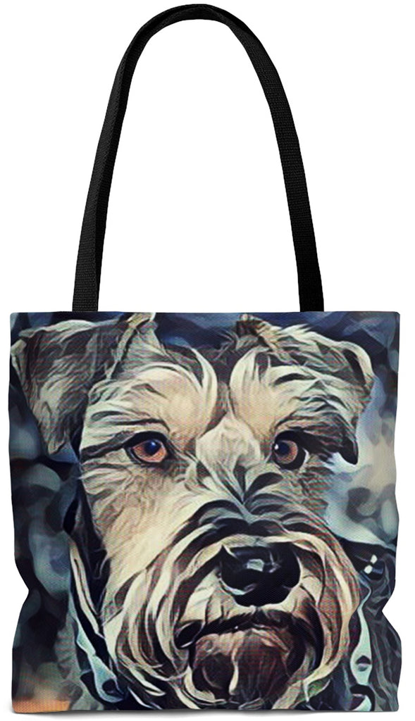 Exclusive Dog Art Tote - Salt&Pepper Schnazzy Schnauzzer - Dog Painting - Choice of oversized Weekender or Tall Tote Bags - Personalize it - Daisey's Doggie Chic