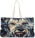 Exclusive Dog Art Tote - Salt&Pepper Schnazzy Schnauzzer - Dog Painting - Choice of oversized Weekender or Tall Tote Bags - Personalize it - Daisey's Doggie Chic