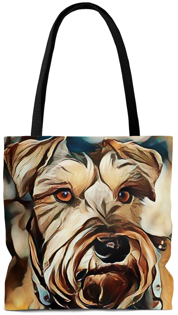 Exclusive Dog Art Tote - Chocolate Schnauzzi Schnauzzer - Dog Painting - Choice of Tall Tote or Weekender Bags - Personalize it - Daisey's Doggie Chic