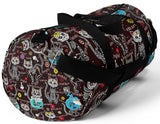 Exclusive Cat Art Duffel Bag - Black Spooky Skeletal Cats Inspirations - Sugar Skull Theme - Sizes S or L - personalize - Daisey's Doggie Chic