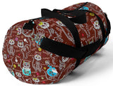 Exclusive Cat Art Duffel Bag - Black Spooky Skeletal Cats Inspirations - Sugar Skull Theme - Sizes S or L - personalize - Daisey's Doggie Chic