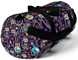 Exclusive Cat Art Duffel Bag - Black Spooky Skeletal Cats Inspirations - Sugar Skull Theme - Sizes S or L - personalize - Daisey's Doggie Chic