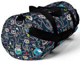 Exclusive Cat Art Duffel Bag - Black Spooky Skeletal Cats Inspirations - Sugar Skull Theme - Sizes S or L - personalize - Daisey's Doggie Chic