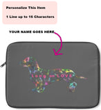 Laptop Sleeve Case - Dachshund Long on LOVE - Color Charcoal Gray - Personalize Free - Daisey's Doggie Chic
