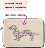 Laptop Sleeve Case - Dachshund Long on LOVE - Color Khaki -Personalize Free - Daisey's Doggie Chic