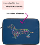 Laptop Sleeve Case - Dachshund Long on LOVE - Color Navy Blue - Personalize Free - Daisey's Doggie Chic