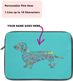 Laptop Sleeve Case - Dachshund Long on LOVE - Color Tahiti Blue - Personalize Free - Daisey's Doggie Chic