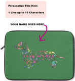 Laptop Sleeve Case - Dachshund Long on LOVE - Color Zucchini Green - Personalize Free - Daisey's Doggie Chic