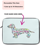 Laptop Sleeve Case - Dachshund Long on LOVE - Color Spa Blue - Personalize Free - Daisey's Doggie Chic