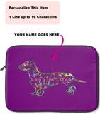 Laptop Sleeve Case - Dachshund Long on LOVE - Color Purple Passion - Personalize Free - Daisey's Doggie Chic