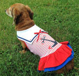 Sweet Sailor Ruffle Skirted Tank Dress in Nautical Red - Daisey's Doggie Chic
