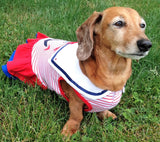 Sweet Sailor Ruffle Skirted Tank Dress in Nautical Red - Daisey's Doggie Chic