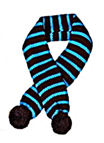 Candy Cane Striped Knit Scarf for Dogs Color Turquoise/Brown - Daisey's Doggie Chic