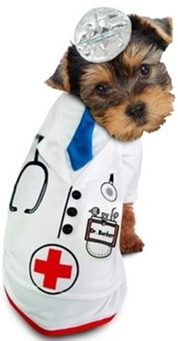 Doctor Barker Doctor's Uniform with Mirror Reflector Headband  - Dog Costume - Daisey's Doggie Chic