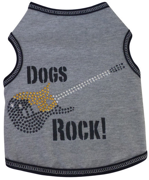 Dogs Rock Guitar Themed Tank in color Gray/Black - Daisey's Doggie Chic