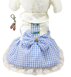 Dorothy Wizard of Oz Dog Costume in Gingham Check and Ruby Red Slippers Charm - Daisey's Doggie Chic