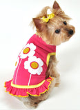 Happy Flowers Skirted Tank Dress in color Hot Pink - Daisey's Doggie Chic