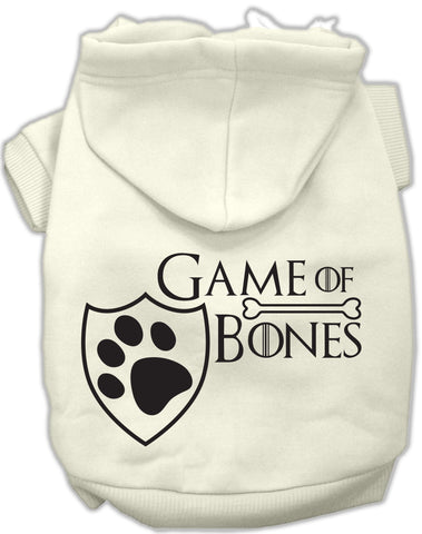 Game of Bones Dog's Fleece Hoodie in Color Winter White - Daisey's Doggie Chic