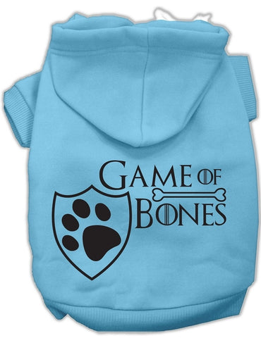 Game of Bones Dog's Fleece Hoodie in Color Light Blue - Daisey's Doggie Chic