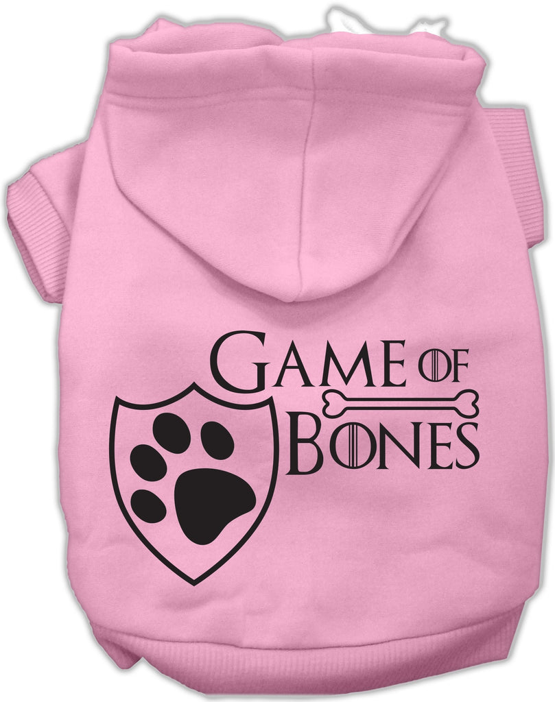Game of Bones Dog's Fleece Hoodie in Color Light Pink - Daisey's Doggie Chic