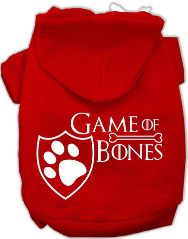 Game of Bones Dog's Fleece Hoodie in Color Red - Daisey's Doggie Chic