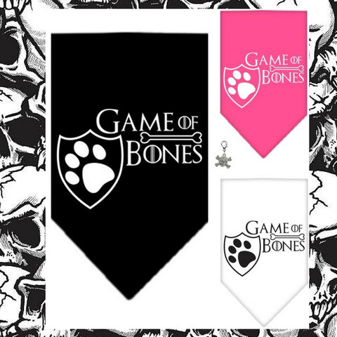 Game of Bones Bandana Scarf in 3 colors Black,Pink or White - Daisey's Doggie Chic