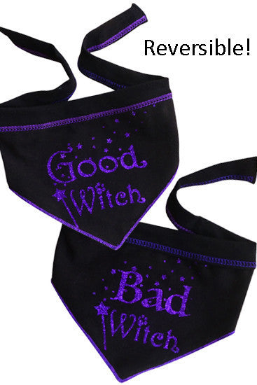 Good Witch Bad Witch Reversible Scarf in color Black/Purple - Daisey's Doggie Chic