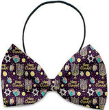 Happy Hanukkah - Holiday Themed Bowtie 2-Pack set with Charm Accessory for Dogs or Cats - Daisey's Doggie Chic