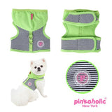 Pinkaholic NY "Harper Pinka"  Wrap-around-Velcro Hooded Harness Vest in Lime Green Stripe - Daisey's Doggie Chic