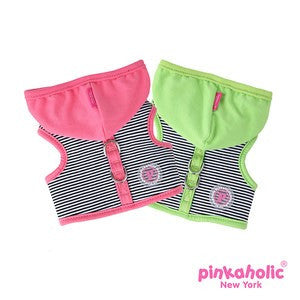 Pinkaholic NY "Harper Pinka"  Hooded Harness Vest in 2 Colors- Hot Pink or Lime Green - Daisey's Doggie Chic