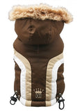 Swiss Alpine Hooded Jacket in Color Brown - Daisey's Doggie Chic