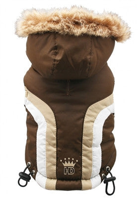 Swiss Alpine Hooded Jacket in Color Brown - Daisey's Doggie Chic