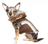 Swiss Alpine Hooded Jacket in Color Brown - Daisey's Doggie Chic