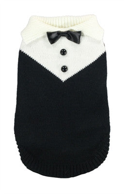 Tuxedo "Formal Wear" Styled Sweater in Black - Daisey's Doggie Chic