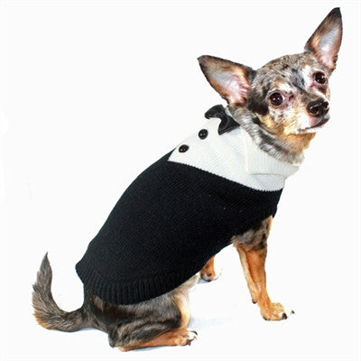 Tuxedo "Formal Wear" Styled Sweater in Black - Daisey's Doggie Chic