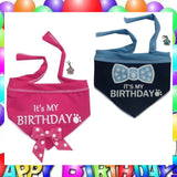 It's My Birthday (Girl or Boy) Bandana Scarf with Pin in Choice of color Pink or Blue - Daisey's Doggie Chic