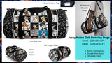 Exclusive Pet Art Duffel Bag - Jazzy Notes Dogs Dance to Their Own Beat Collage- 2 Sizes S or L - personalize - Daisey's Doggie Chic